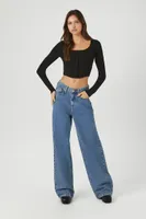 Women's Sweater-Knit Seam Crop Top Small