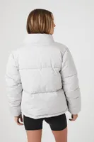 Women's Quilted Puffer Jacket in Silver Medium