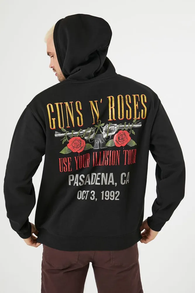 Men Guns N Roses Graphic Hoodie in Black Large