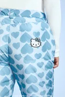 Women's Hello Kitty Heart Print Pants in Baby Blue, 1X