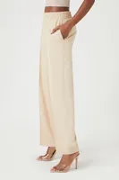 Women's Pleated Straight-Leg Trouser Pants in Sand Large