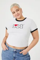 Women's I Heart My Dog Ringer T-Shirt in Heather Grey, 2X