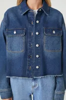 Women's Cropped Denim Jacket in Dark Denim, XS