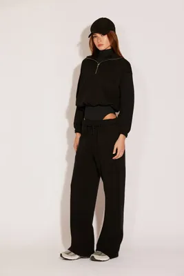 Women's Fleece Drawstring Sweatpants in Black, XS