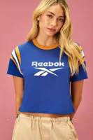 Women's Cropped Reebok Graphic T-Shirt in Blue Small