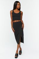 Women's Wrap Midi Skirt in Black Large