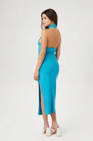 Women's Halter Midi Slit Dress in Marina Large