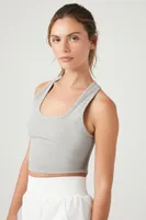 Women's Active Cropped Racerback Tank Top in Heather Grey Large