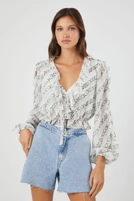 Women's Chain Print Chiffon Top