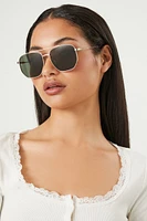 Aviator Frame Sunglasses in Gold/Olive