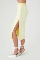 Women's Satin Slip Midi Skirt in Yellow Medium