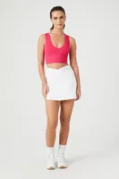 Women's Seamless Ribbed Knit Sports Bra Hibiscus