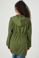 Women's Hooded Utility Jacket in Olive, XS