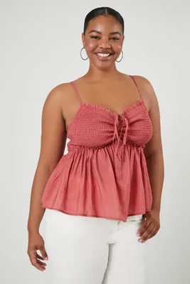 Women's Smocked Flounce Cami in Faded Rose, 0X