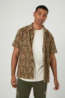 Men Jacquard Floral Short-Sleeve Shirt in Taupe Medium