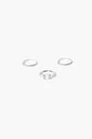 Women's CZ Thin Ring Set in Clear/Silver, 7