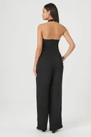 Women's Halter Wide-Leg Jumpsuit in Black, XS