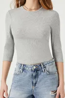 Women's Ribbed Knit Crop Top in Grey, XS