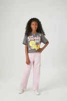 Girls Looney Tunes Tweety T-Shirt (Kids) in Charcoal, 11/12