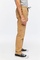 Men Happy Face Corduroy Drawstring Pants in Khaki Small