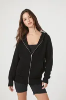 Women's Hooded Zip-Up Sweater in Black Medium