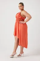 Women's Lace High-Low Dress in Rust, 3X