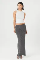 Women's Metallic Slit Maxi Skirt