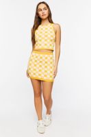 Women's Checkered Sweater Vest in Yellow Small