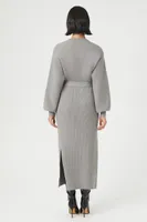 Women's Tie-Front Midi Sweater Dress Grey