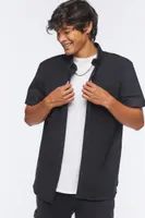 Men Pocket Button-Front Shirt in Black Small