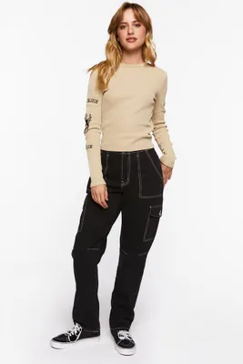 Women's Cotton Cargo Pants in Black Small