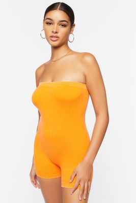 Women's Seamless Strapless Romper in Orange, M/L