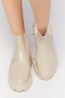 Women's Faux Patent Leather Chelsea Boots Nude,