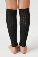 Pointelle Knit Leg Warmers in Black