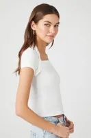 Women's Cropped Combo T-Shirt in White Medium