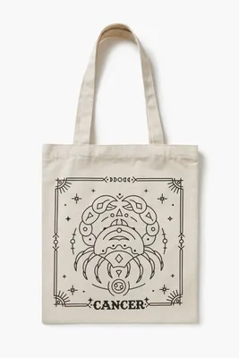 Zodiac Sign Graphic Tote Bag in Cancer/Natural