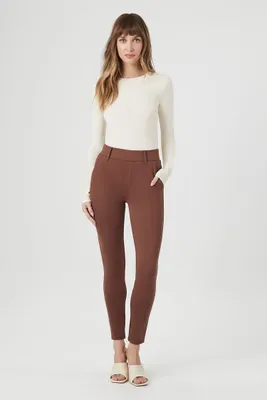 Women's Ponte Knit Capri Leggings in Brown Small