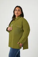 Women's Drop-Sleeve Shacket in Olive, 3X