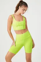 Women's Active High-Rise Biker Shorts in Neon Yellow Large