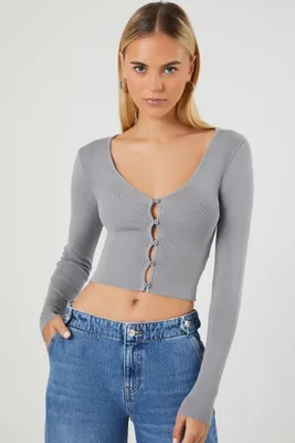 Women's Cropped Cardigan Sweater in Harbor Grey Medium