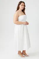 Women's Poplin Midi Dress in White, 3X