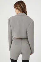 Women's Cropped Peak-Lapel Blazer in Grey Small