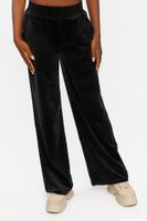 Women's Velour Wide-Leg Pants in Black, XL