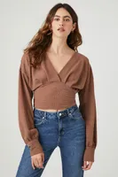 Women's Plunging Surplice Crop Top