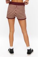 Women's Houndstooth Sweater-Knit Shorts in Merlot Medium