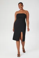 Women's Strapless Bodycon Midi Dress in Black, 3X