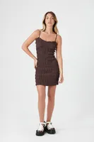 Women's Smocked Mini Dress in Brown, XL