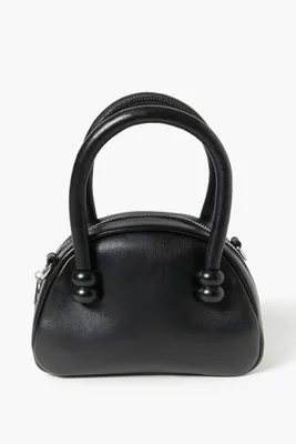 Women's Faux Leather Crossbody Bowler Bag in Black