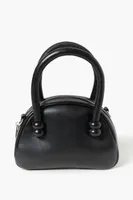 Women's Faux Leather Crossbody Bowler Bag in Black