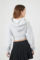 Women's Cropped Corset V-Hem Hoodie Heather Grey